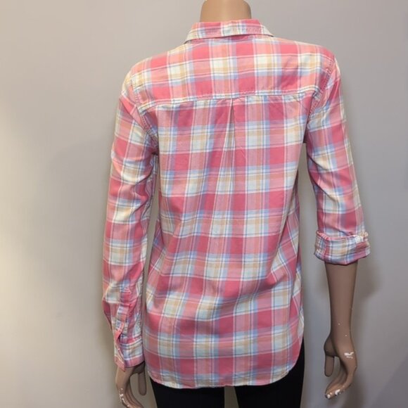 Levi's Boyfriend Fit Plaid Shirt Casual Button Front Pink Cotton Long Sleeve Top - Picture 8 of 13